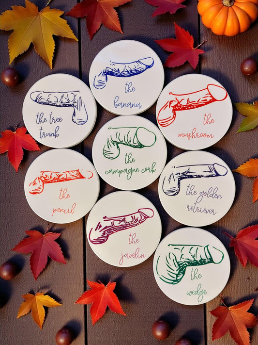 Know Your Dicks Ceramic Coasters | Funny Penis Art | Cheeky Adult Gift